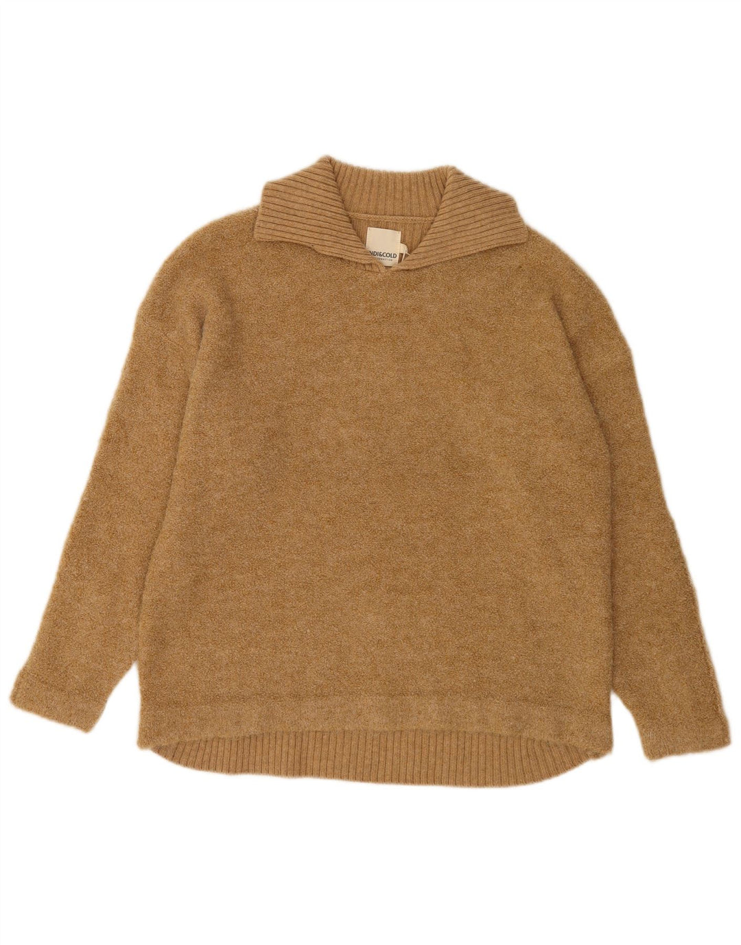 Indi & Cold Pull surdimensionné à col polo pour femme UK16 Grande laine beige