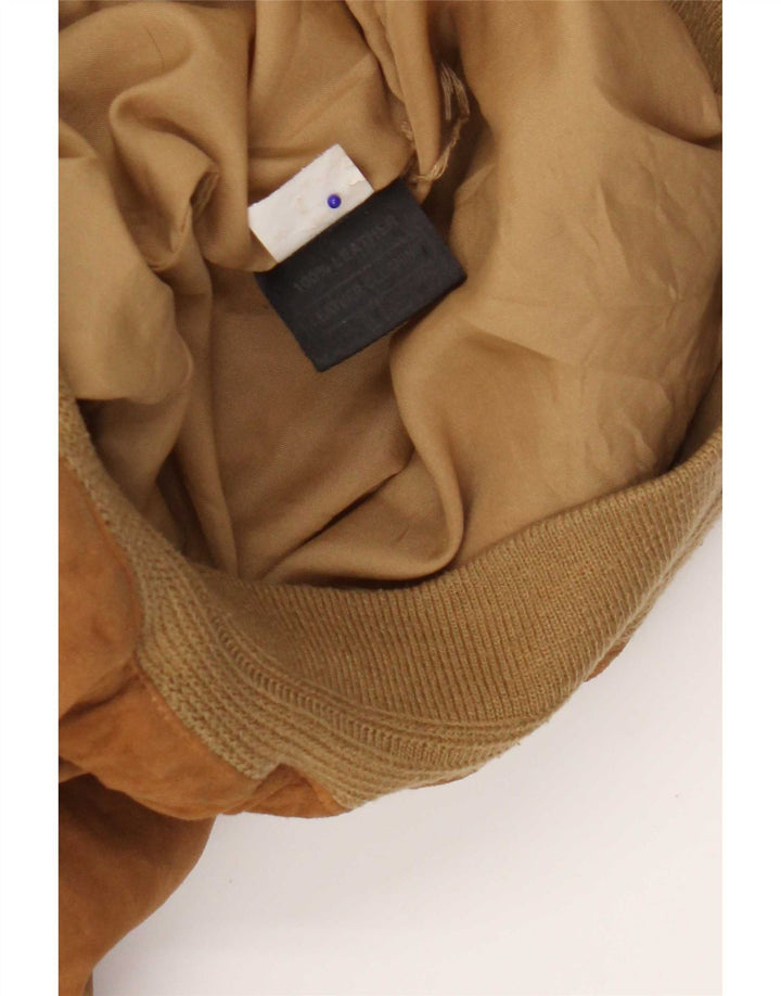 vintage Mens Suede Bomber Jacket IT 50 Grand Cuir Marron