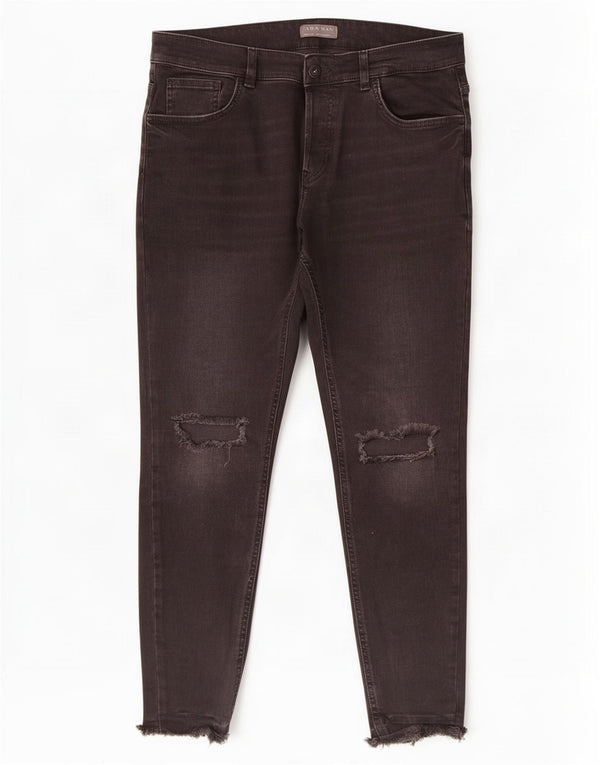 Zara Jean skinny vieilli pour homme EU 44 Large W34 L28 Coton noir