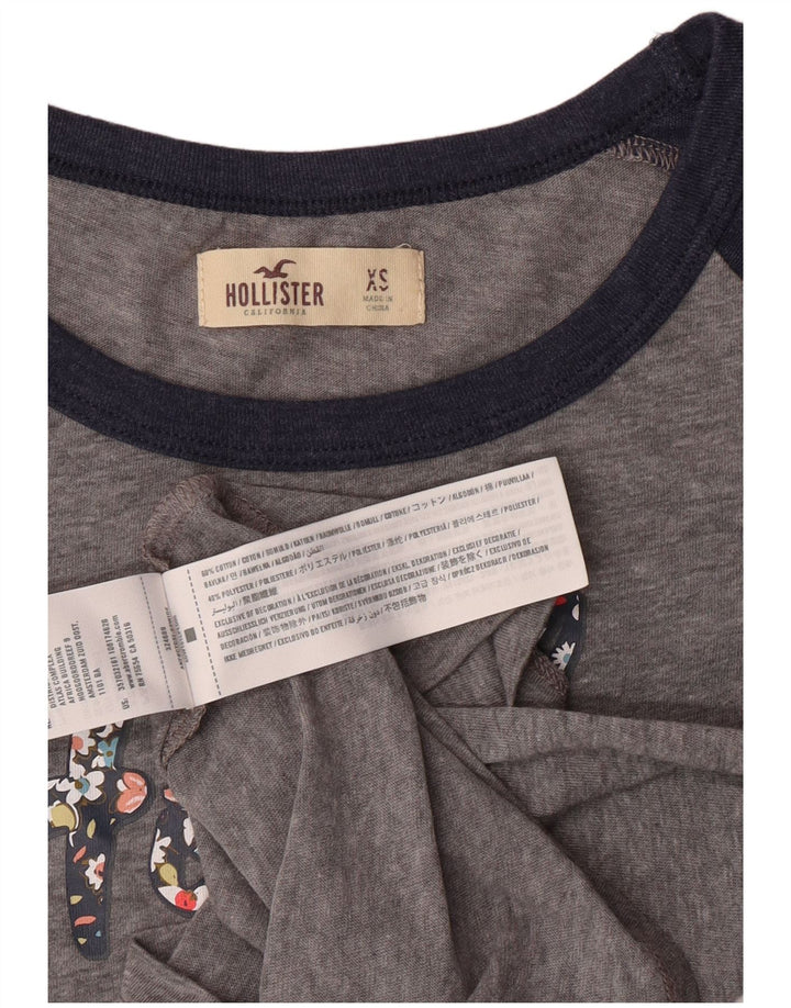 HOLLISTER T-shirt graphique pour femme UK 6 XS Gris Colorblock Coton
