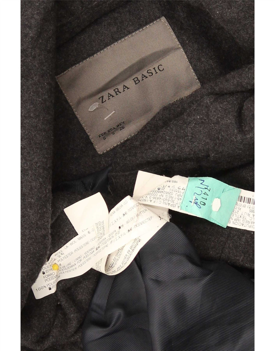 Zara Manteau à capuche pour femme UK 10 Petite laine noire