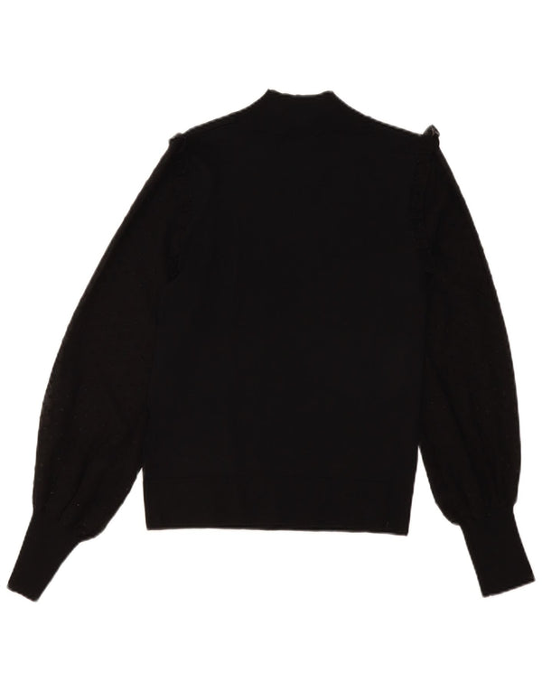 Topshop Pull col roulé pour femme UK 12 Medium Noir Viscose