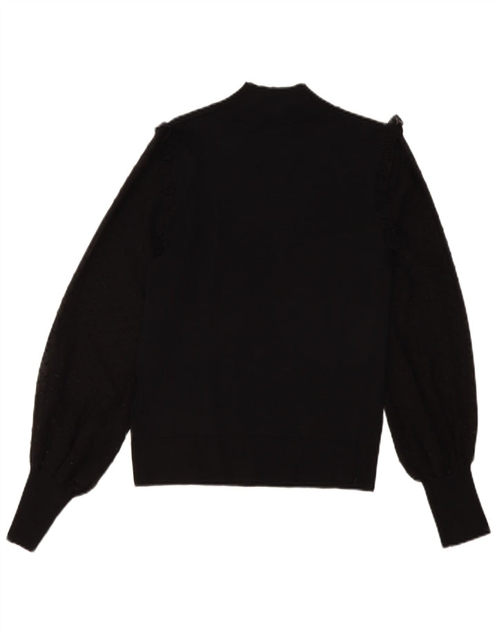 Topshop Pull col roulé pour femme UK 12 Medium Noir Viscose