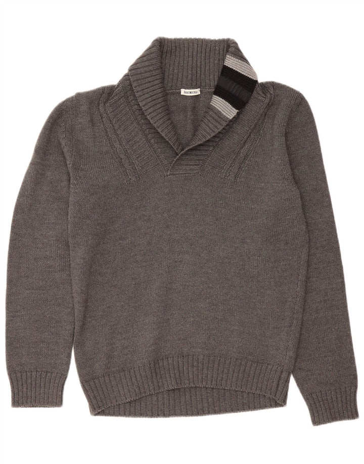 Bikkembergs Pull à col châle pour homme en laine color block Gris Taille L