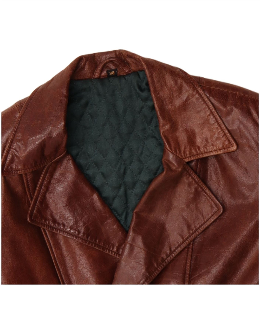 VINTAGE Manteau en cuir homme UK 38 Cuir marron moyen
