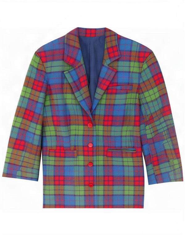 Vintage Womens 4 Button Blazer Jacket UK 12 Medium Multicolore Plaid