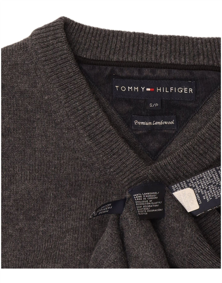 Tommy Hilfiger Pull col en V pour homme Petit gris laine d'agneau