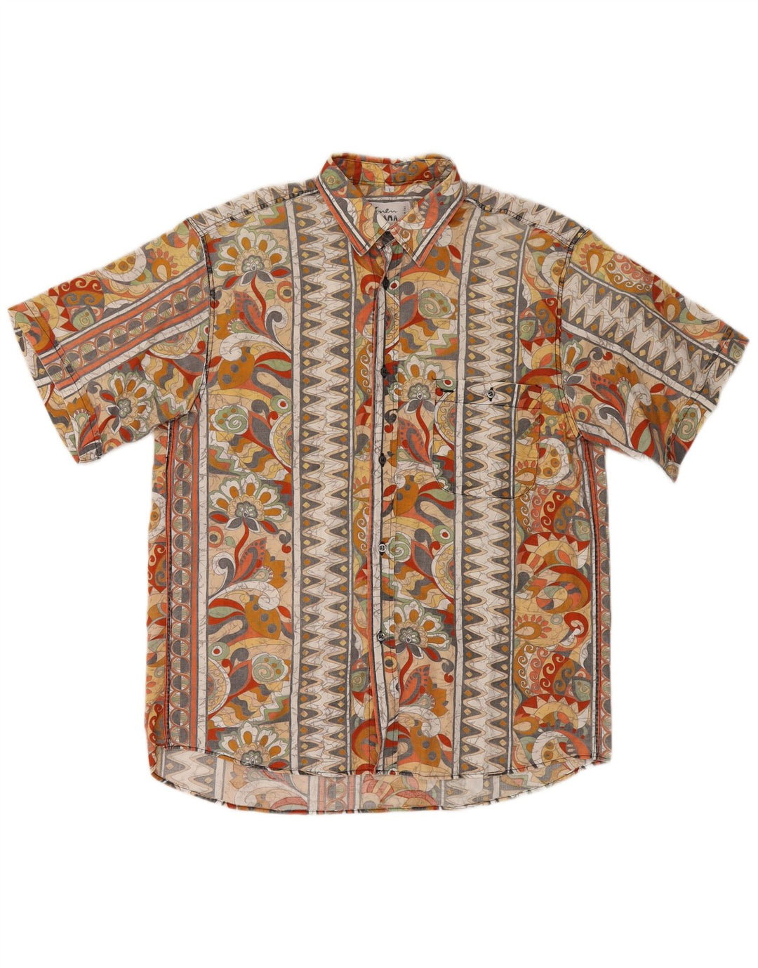 vintage Chemise à manches courtes pour hommes Grand floral multicolore