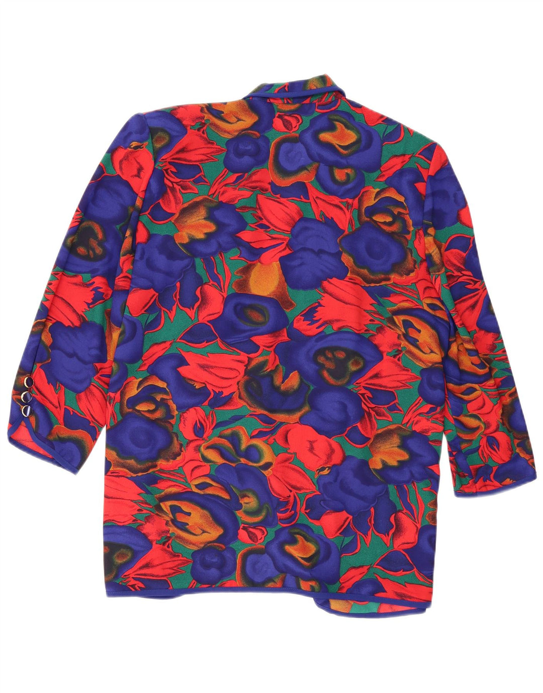 vintage Femmes 4 Bouton Blazer Veste UK 20 2XL Bleu Floral Polyester