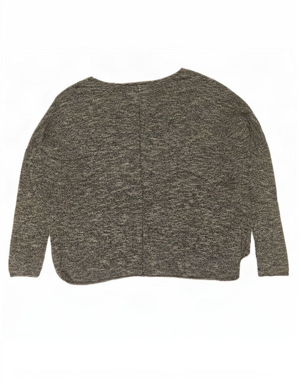 Zara Pull surdimensionné à col bateau pour femme UK 10 Petit gris moucheté