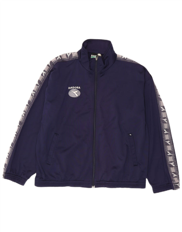 Diadora Veste de survêtement graphique pour hommes UK 40 Bleu marine moyen Polyester
