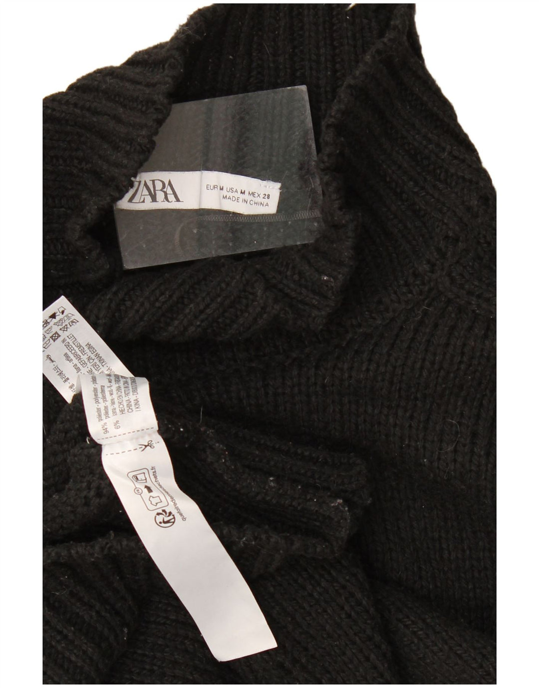 Zara Pull surdimensionné à col roulé pour femme UK 14 Noir moyen