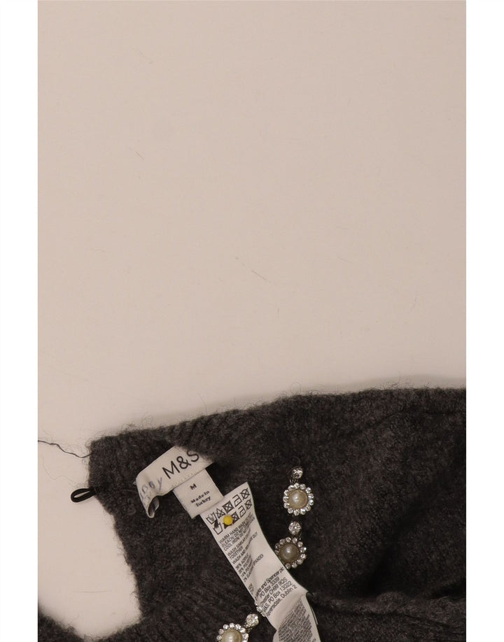 Marks & Spencer Pull col bateau pour femme UK 14 Gris moyen Acrylique