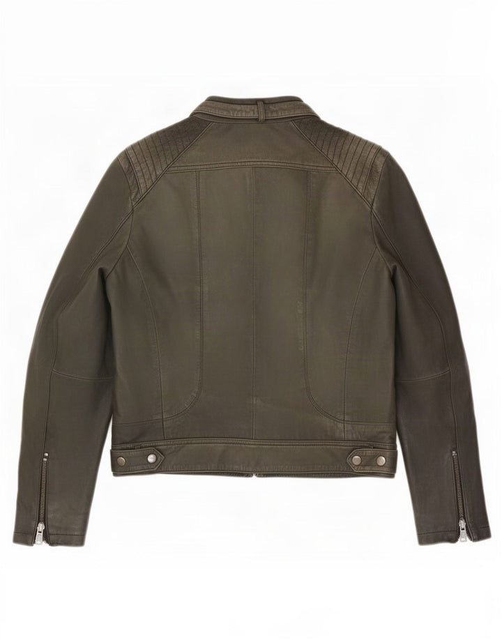 MINT VELVET Veste en cuir pour femme UK 12 Vert moyen