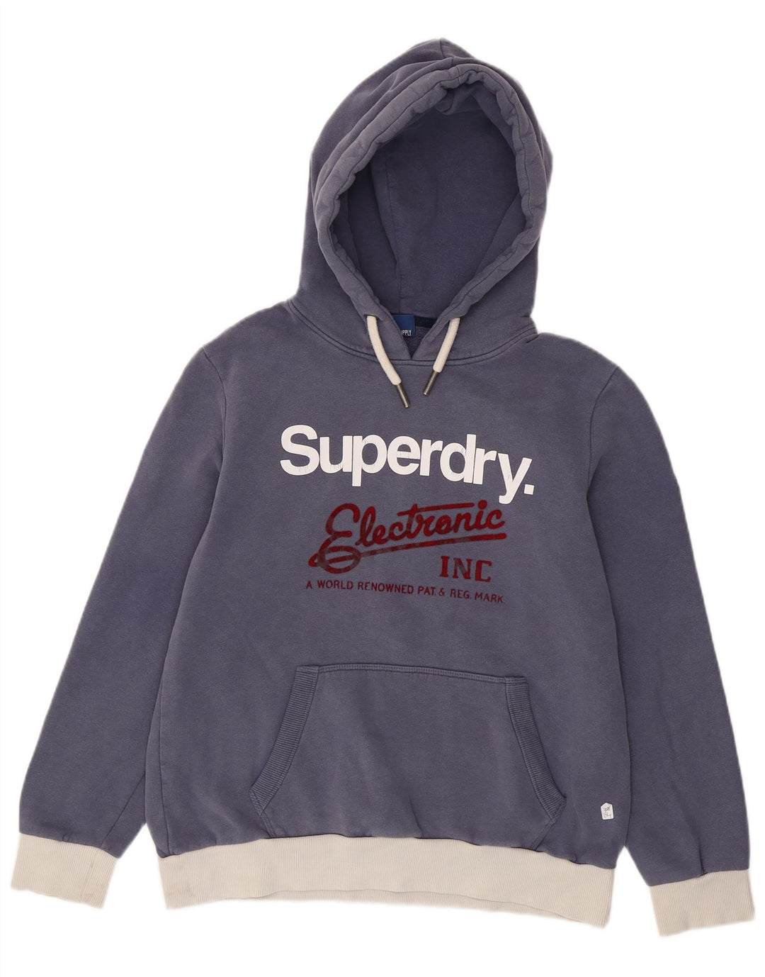 SUPERDRY Pull à capuche graphique pour femme UK 16 Large Bleu marine Colourblock