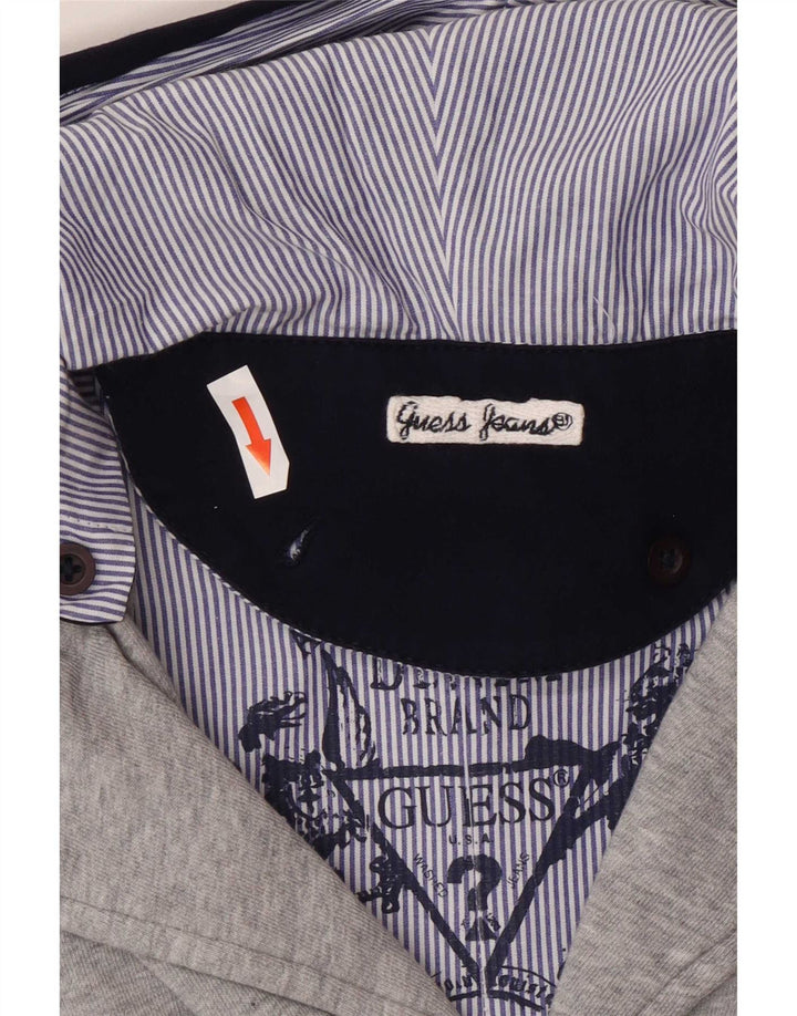 Guess Veste blazer à capuche 3 boutons pour garçon 7-8 ans Gris Coton