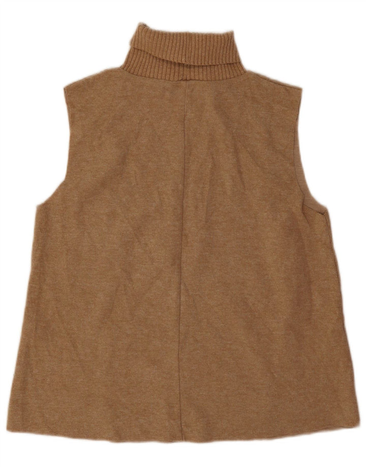Zara Débardeur à col roulé pour femme UK 14 Polyester beige moyen