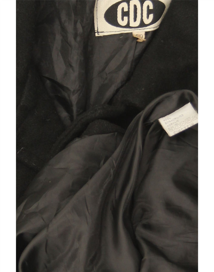 vintage Mens Overcoat IT 50 Grande laine rayée noire