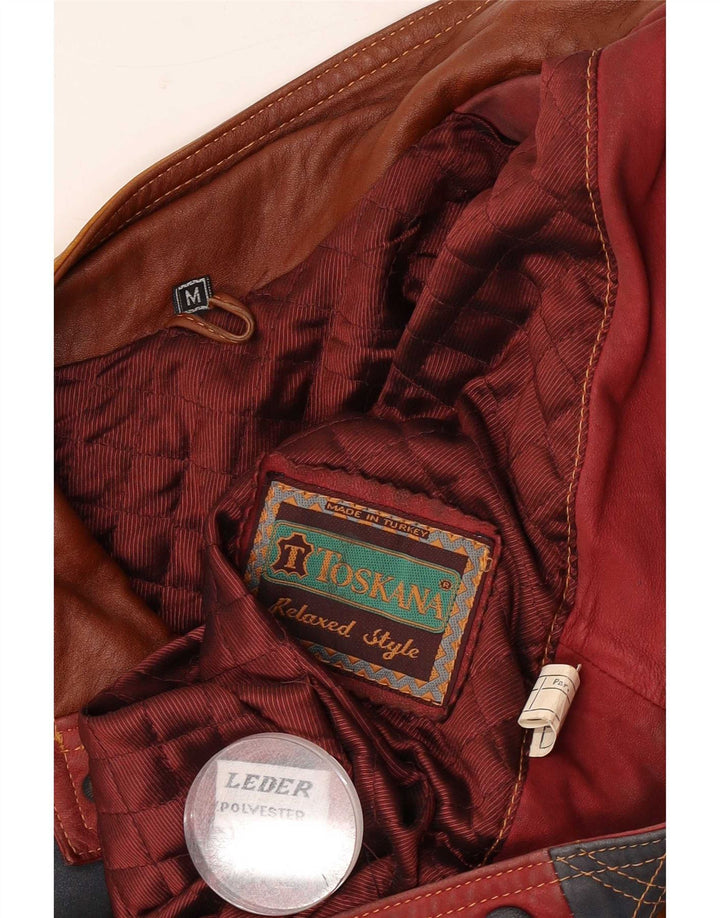 Toskana Veste en cuir pour homme UK 38 Cuir color block rouge moyen