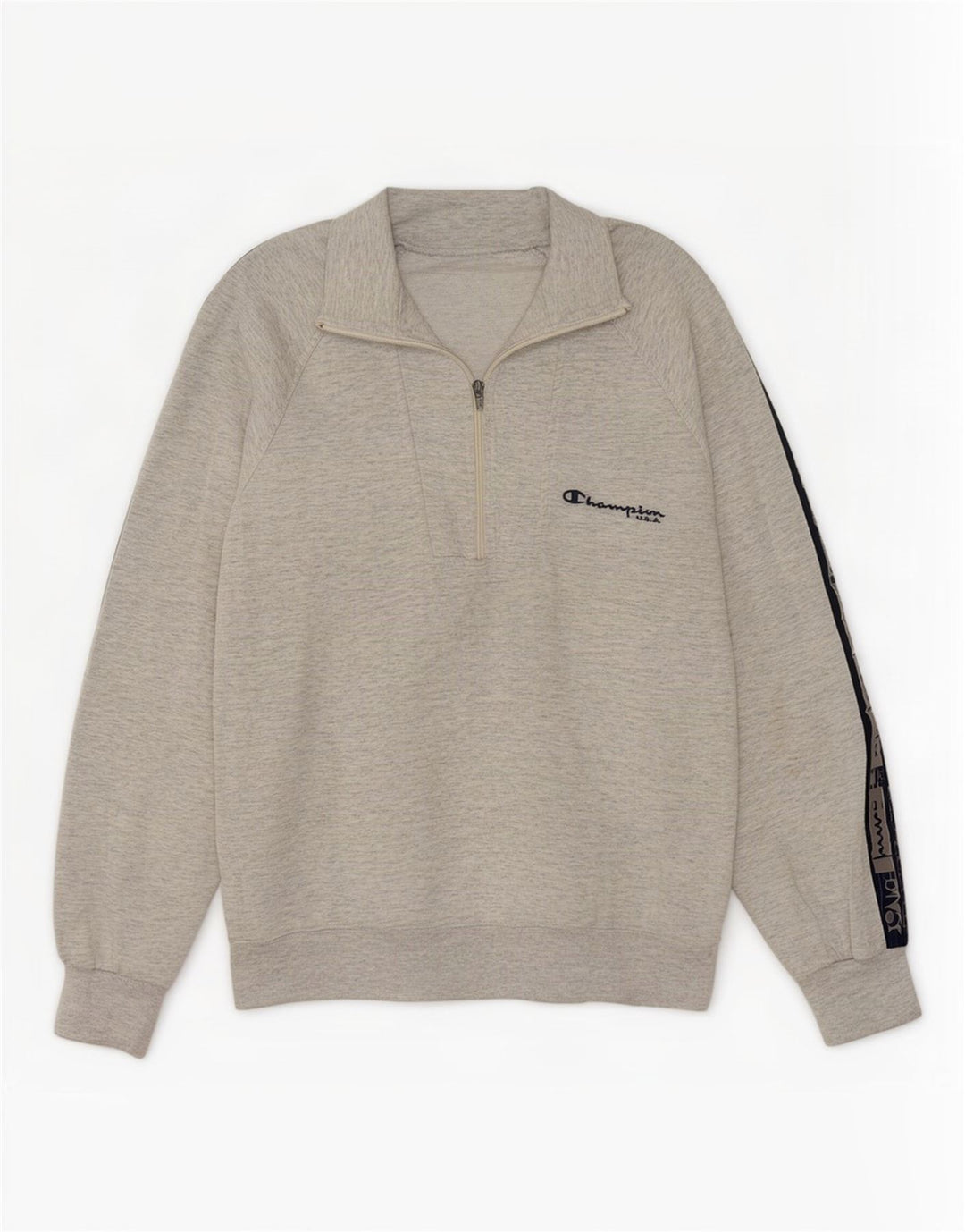 Champion Sweat-Shirt Graphique à Col Zippé Homme Gris Moyen Colorblock
