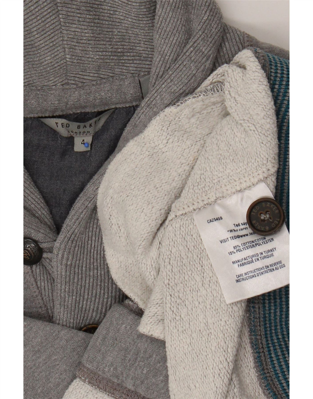 Ted Baker Veste de survêtement pour homme Taille 4 Grand Coton Gris
