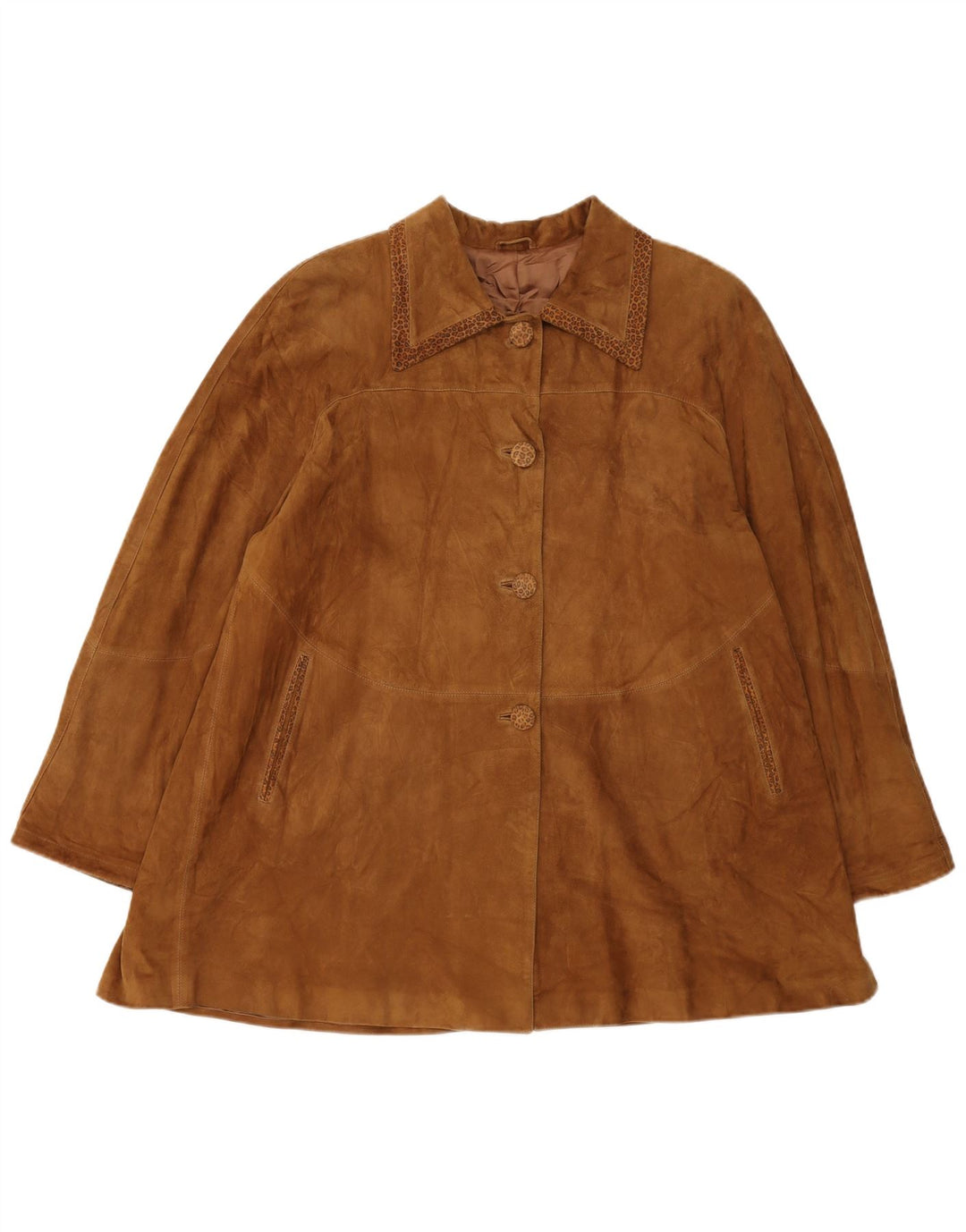 GERMAN'S Manteau surdimensionné en daim pour femme EU 44 XL Marron imprimé animal