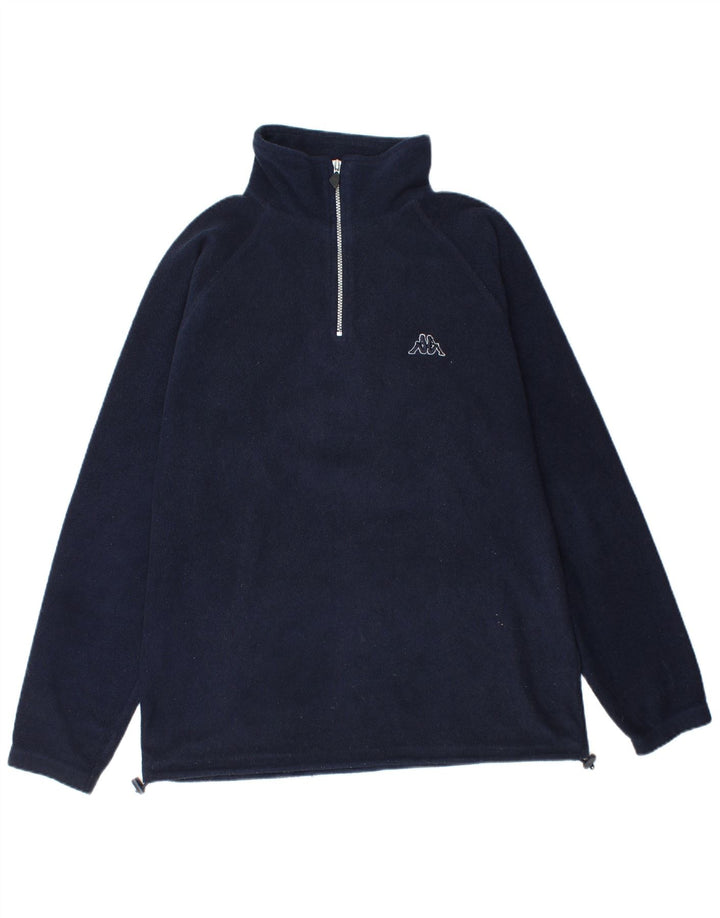 Kappa Pull polaire à col zippé pour homme, grand, bleu marine, polyester