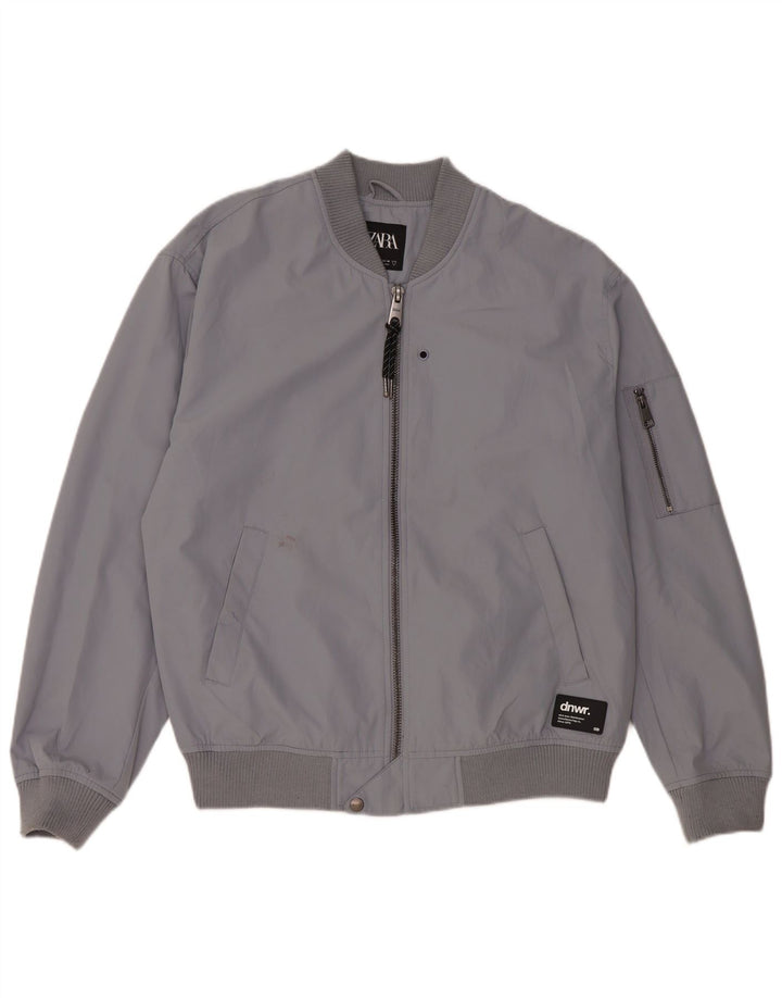 Zara Veste Bomber Homme UK 38 Gris Moyen Polyester