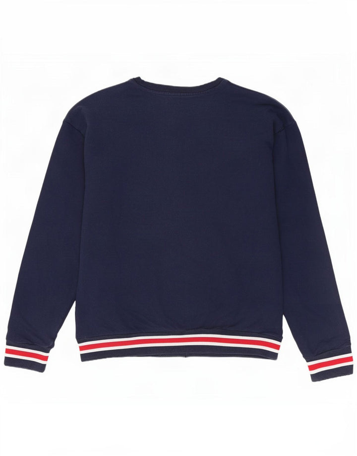 Fila Femme Sweatshirt Jumper UK 14 Moyen Bleu Marine Coton