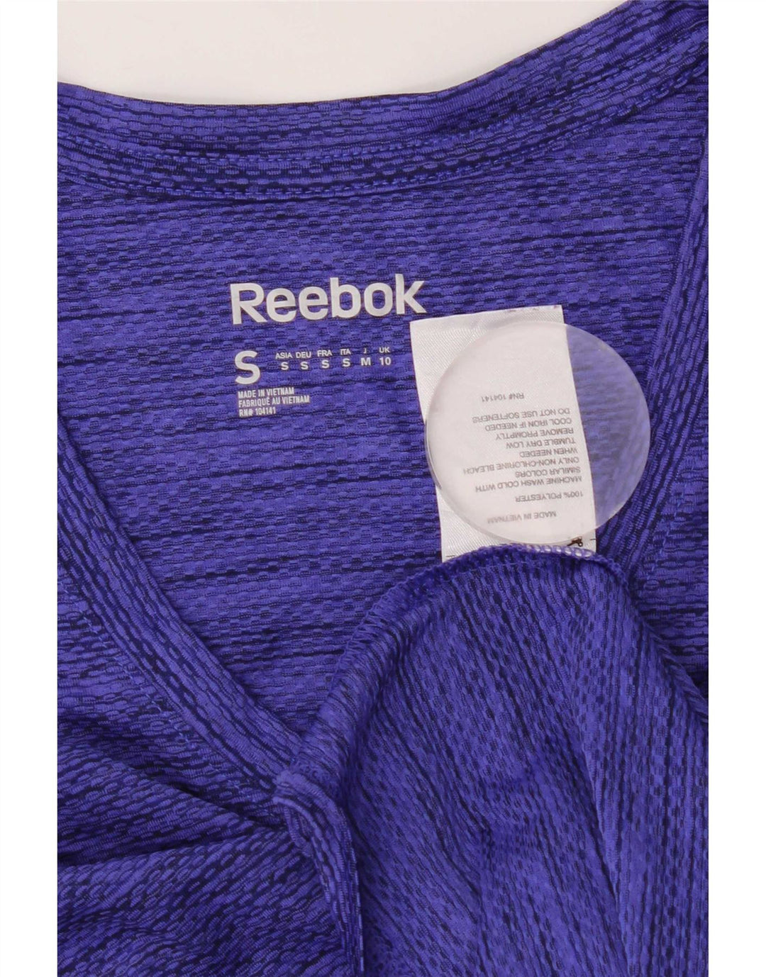Reebok T-Shirt Speedwick Femme UK 10 Petit Bleu Moucheté Polyester