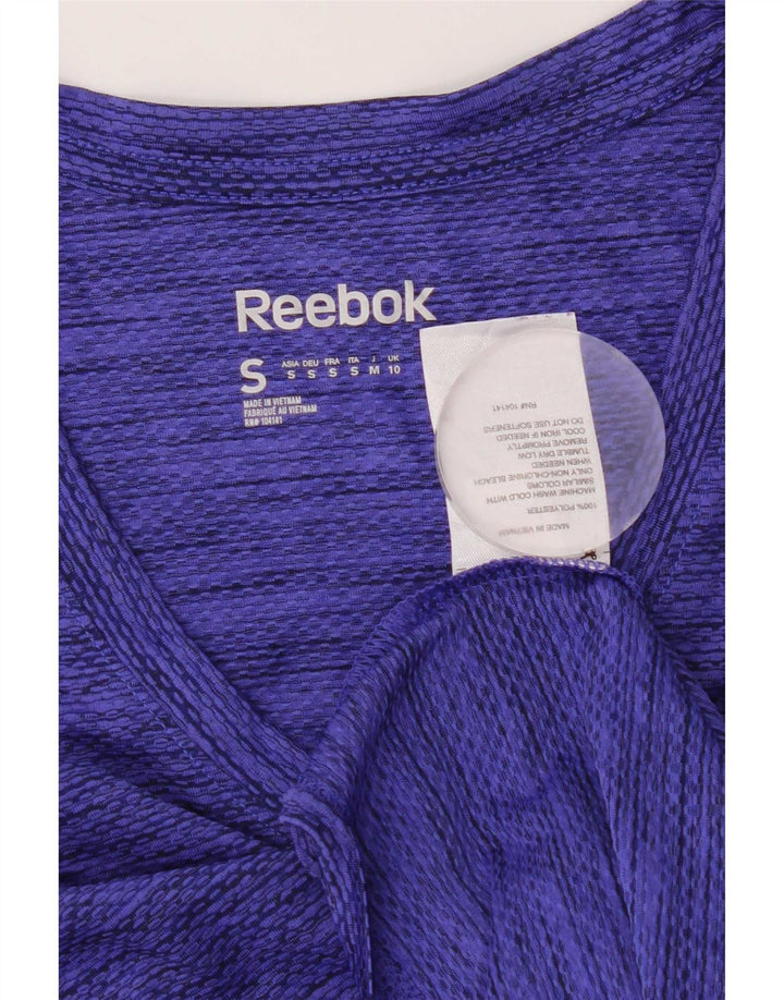 Reebok T-Shirt Speedwick Femme UK 10 Petit Bleu Moucheté Polyester