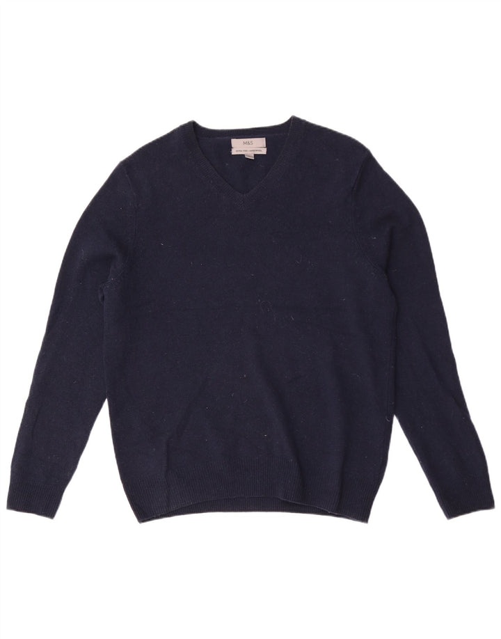 Marks & Spencer Pull Col V Homme Bleu Marine Moyen Laine d'Agneau