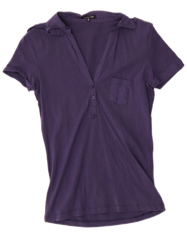 Massimo Dutti Polo Femme UK 10 Small Bleu Marine Coton
