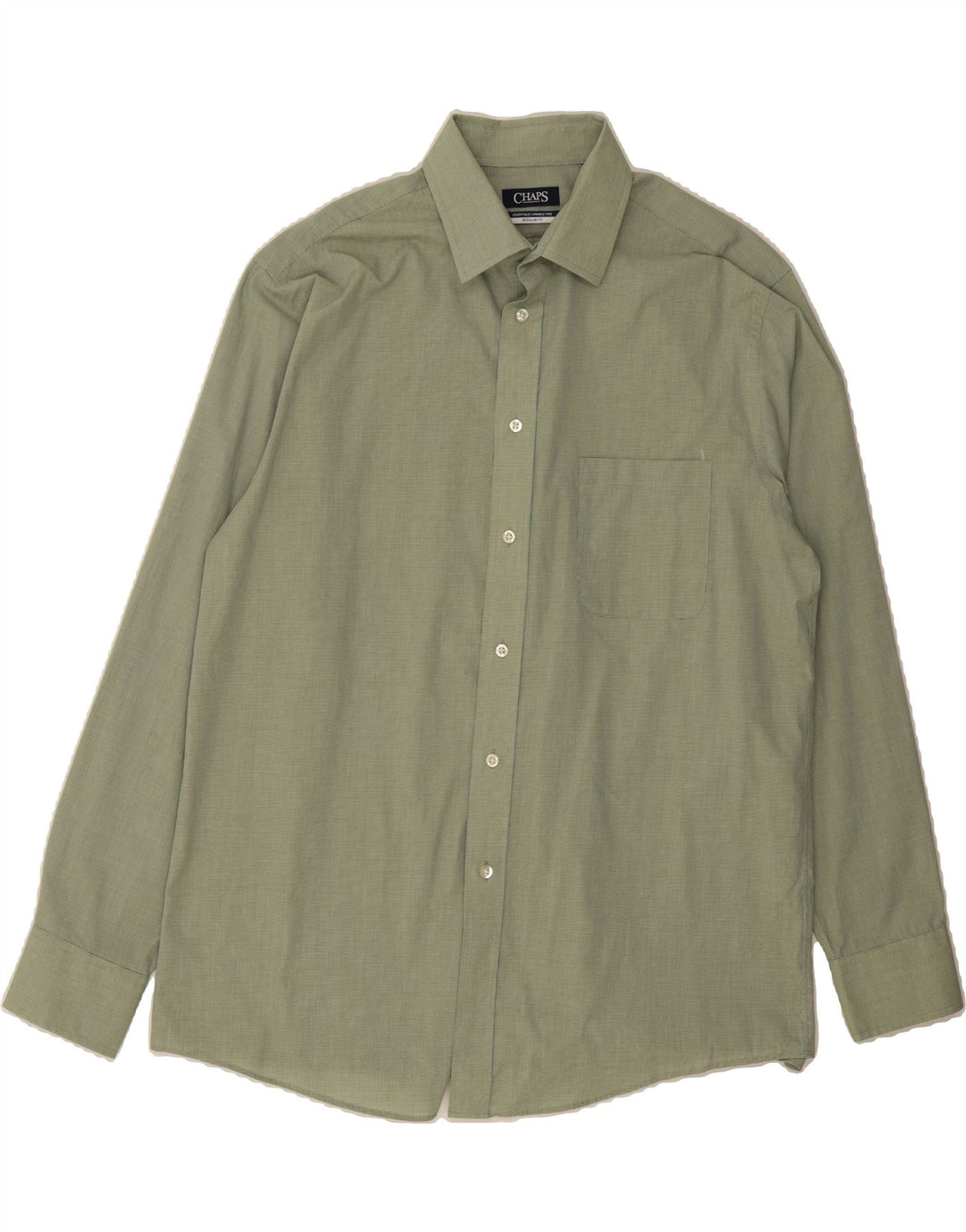 CHAPS Mens Regular Fit Shirt Size 16 1/2 Large Green Houndstooth Cotton Vintage Chaps and Second-Hand Chaps from Messina Hembry 