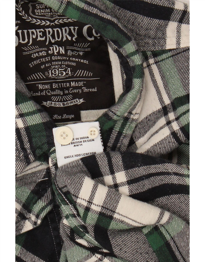 Superdry Chemise en flanelle pour homme en coton à carreaux bleu marine grand
