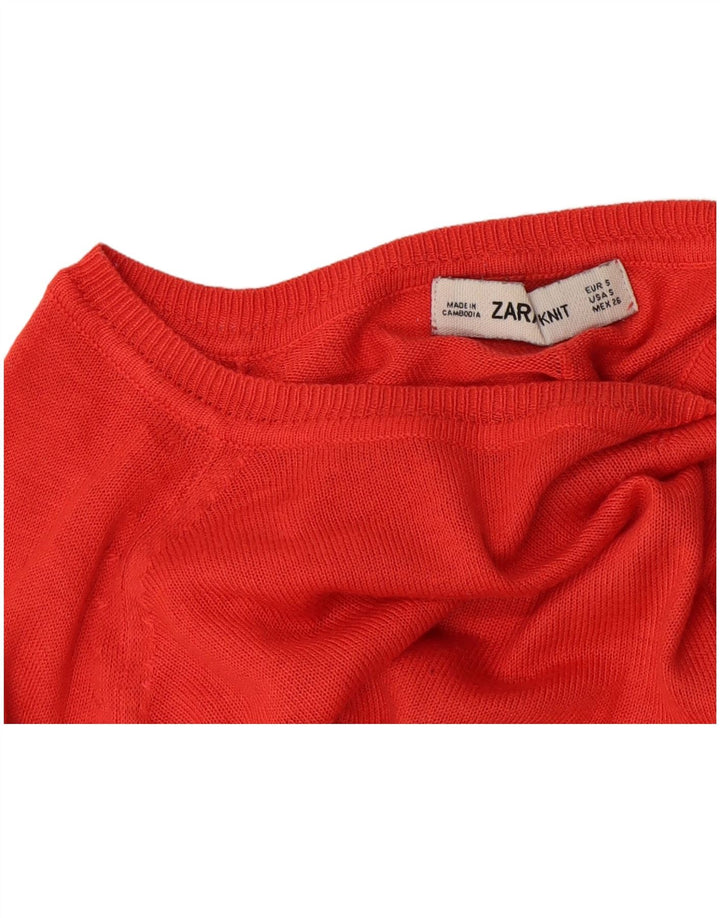 Zara Pull surdimensionné à col bateau pour femme UK 10 Petit Orange