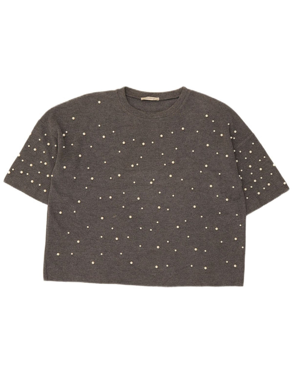 Zara Femme Trafaluc T-Shirt Oversize UK 10 Petit Gris