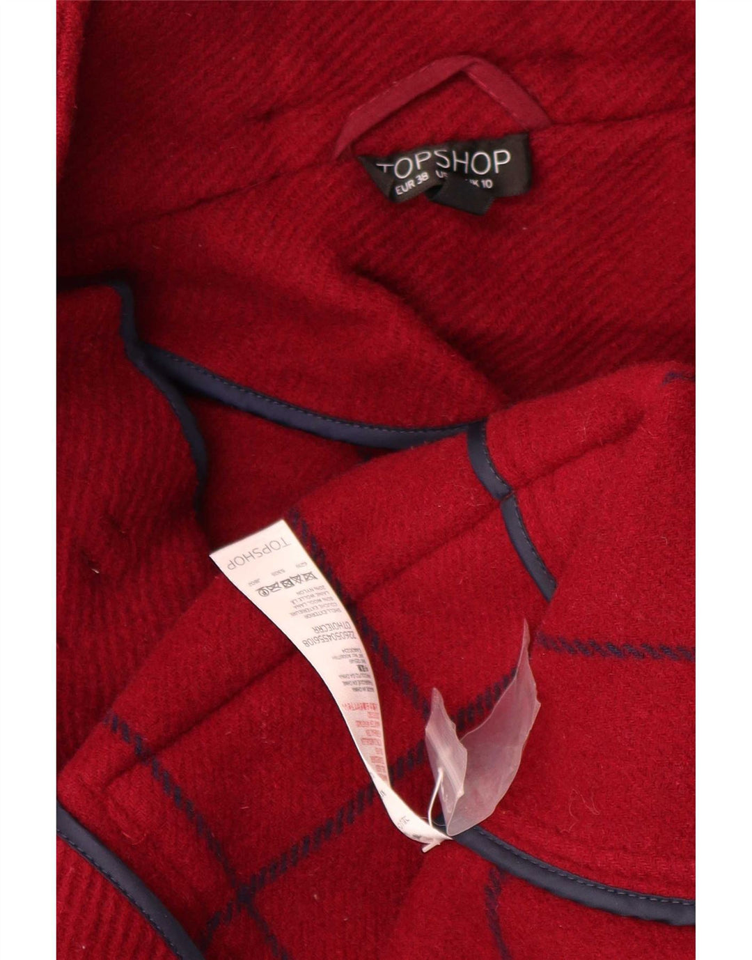 Topshop Duffle-coat surdimensionné à capuche pour femme UK 10 Petite laine rouge
