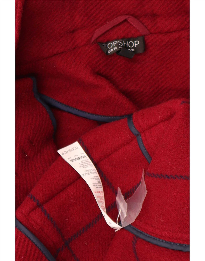 Topshop Duffle-coat surdimensionné à capuche pour femme UK 10 Petite laine rouge