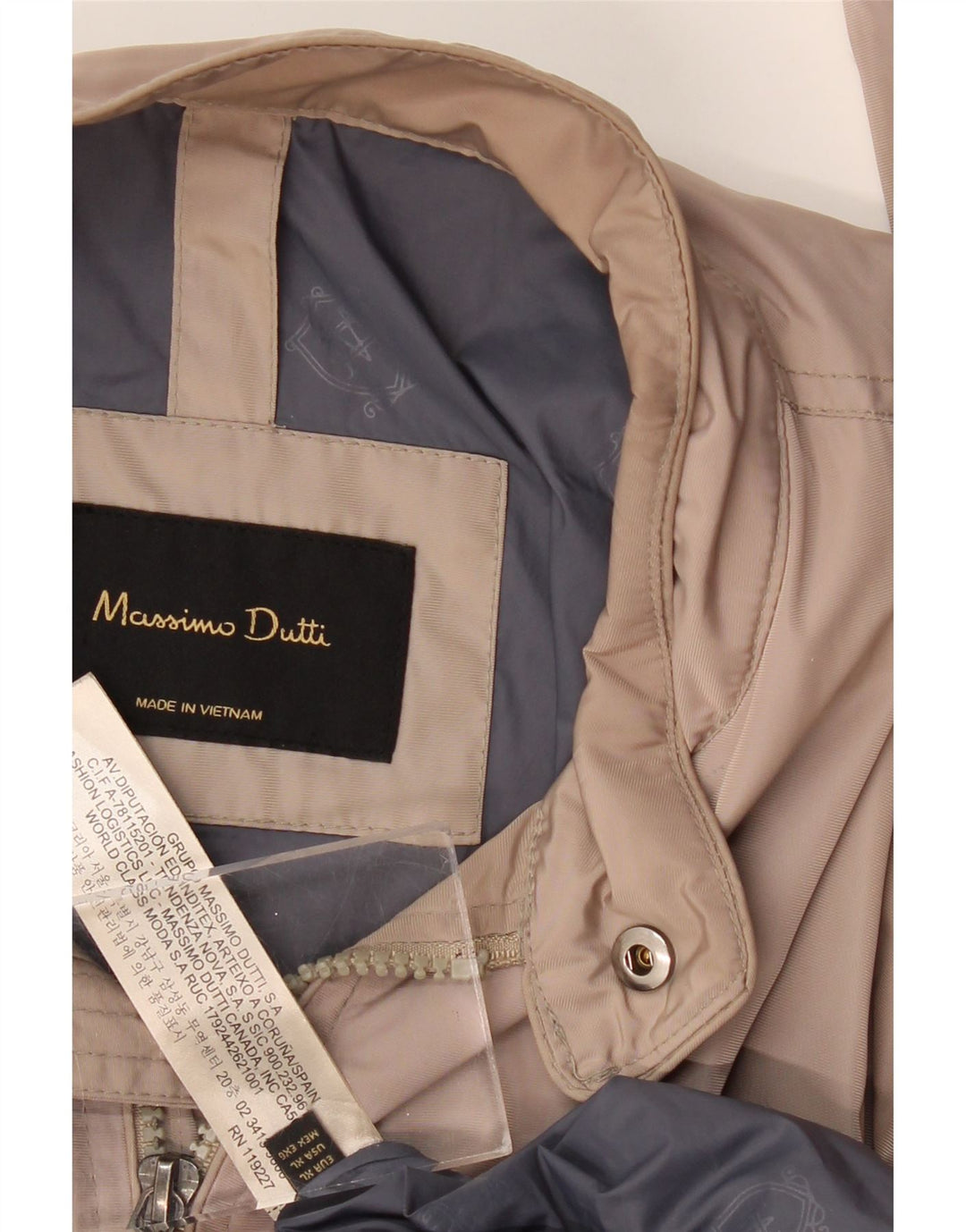Massimo Dutti Veste Bomber Homme UK 42 XL Nylon Beige