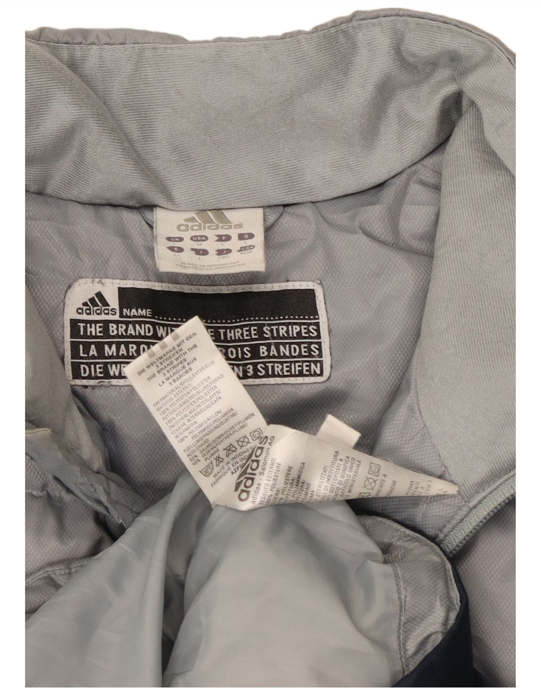 Adidas Veste matelassée à trois rayures pour homme UK 40 Large Gris Colorblock