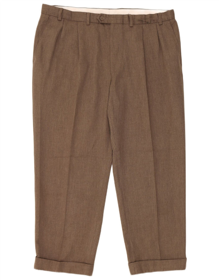 Marks & Spencer Pantalon de costume fuselé pour homme W40 L29 Marron Polyester