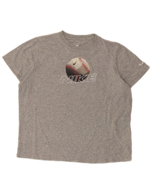 Nike T-shirt graphique pour femme UK 16 Large Gris Coton