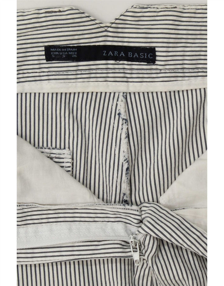Zara Short Chino Femme Petit W27 Blanc À Fines Rayures