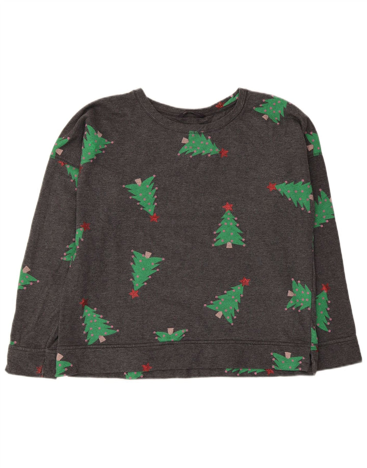 Marks & Spencer Sweat-shirt graphique pour femme UK 16 Large Gris Noël