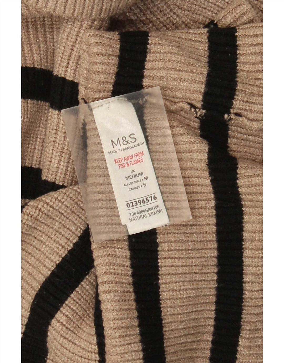 Marks & Spencer Pull col roulé pour femme UK 12 Beige moyen rayé