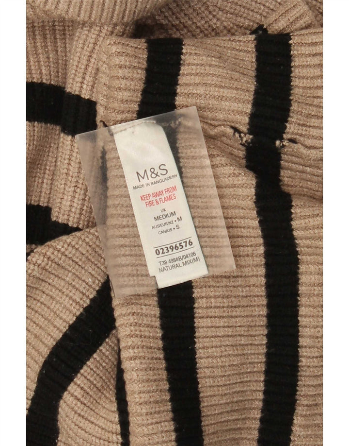 Marks & Spencer Pull col roulé pour femme UK 12 Beige moyen rayé