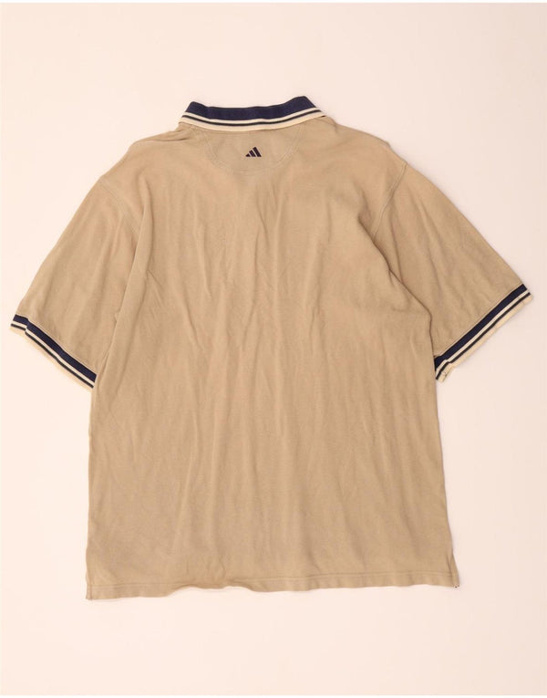 Adidas Polo Rugby Homme UK 40/42 Coton Rayé Beige Moyen