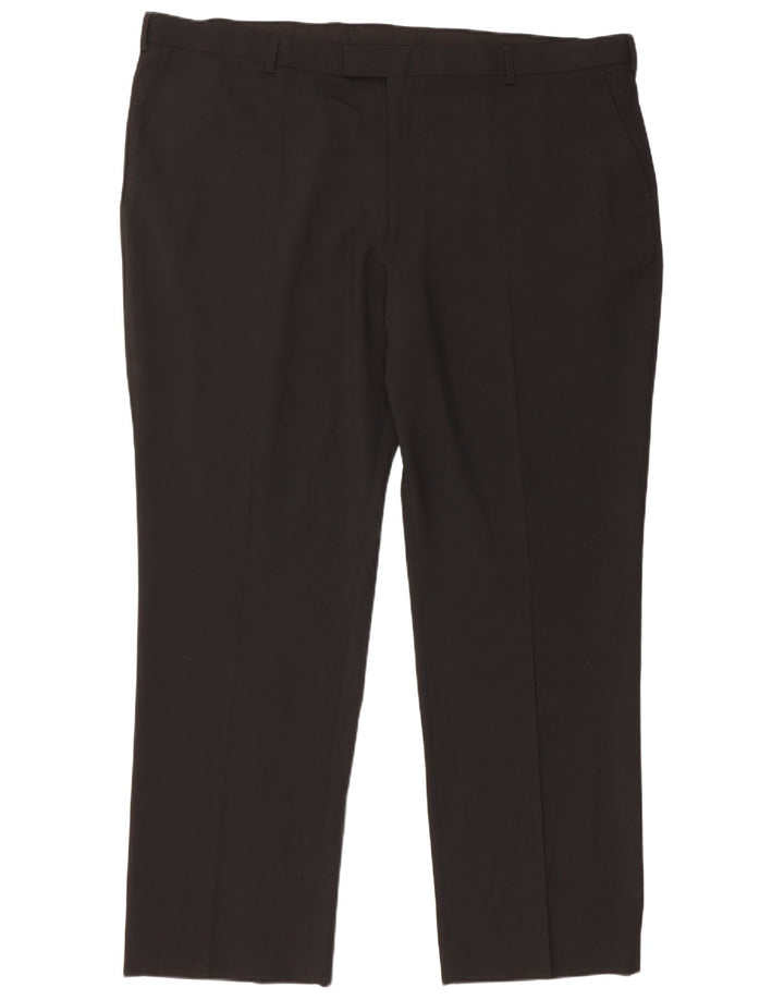 Marks & Spencer Pantalon de costume droit pour homme W48 L33 Noir Polyester