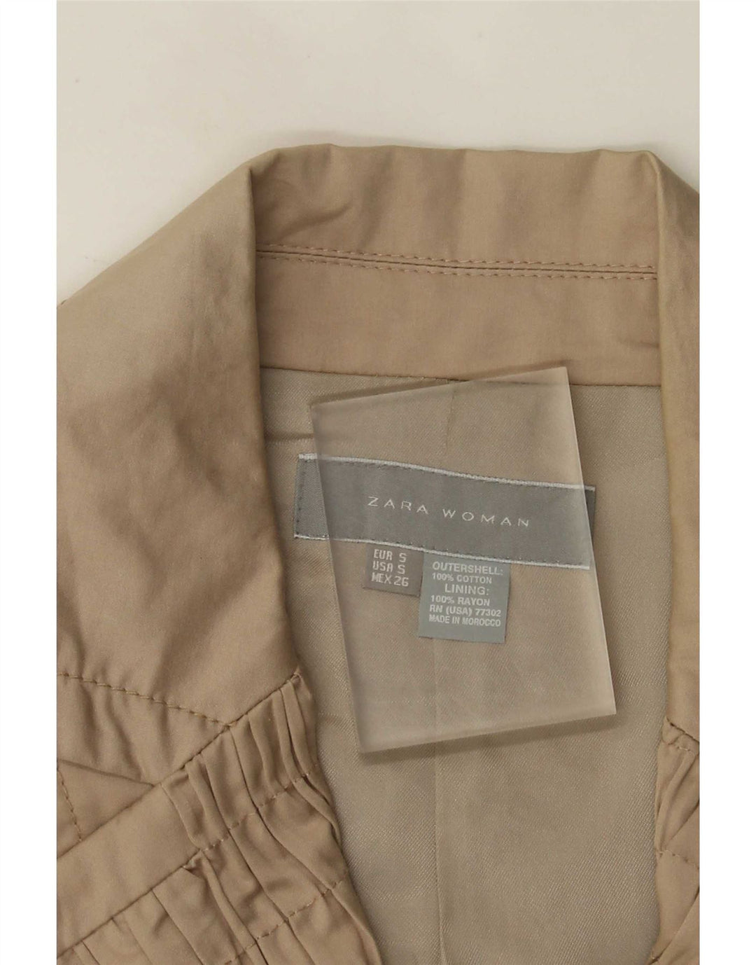 Zara Veste Blazer Ouverte Femme UK 8 Petit Coton Beige
